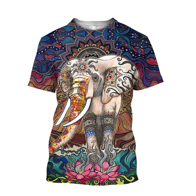 Mandala 3D All Over Printed Unisex Shirts Mandala Elephant