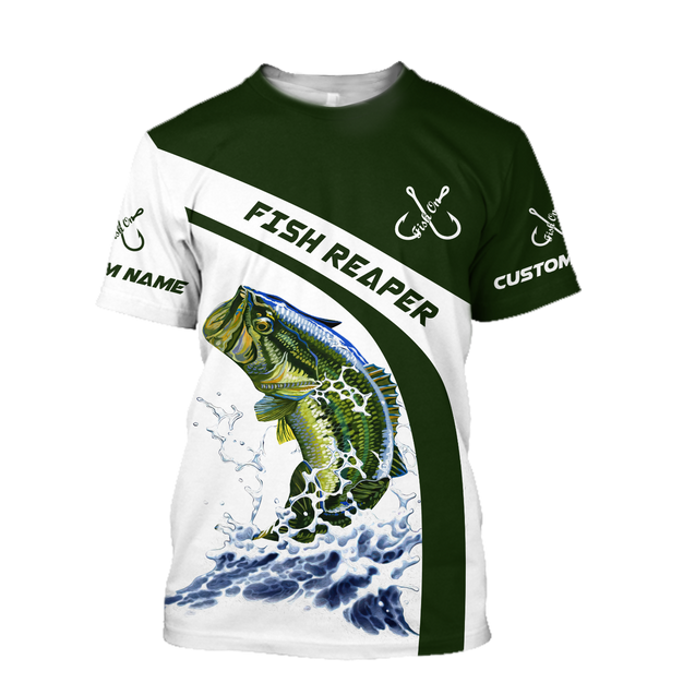 Custom name Bass fishing design 3d print shirts