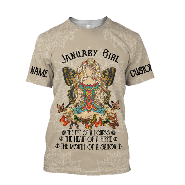 January Girl Hippie Customize Name 3D All Over Printed Shirts For Women TR1112204