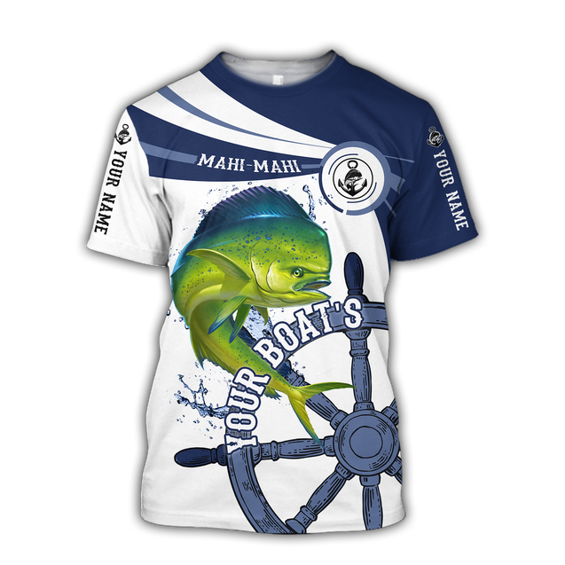 Custom name Mahi mahi fishing boat team Catch and Release 3D Design print shirts