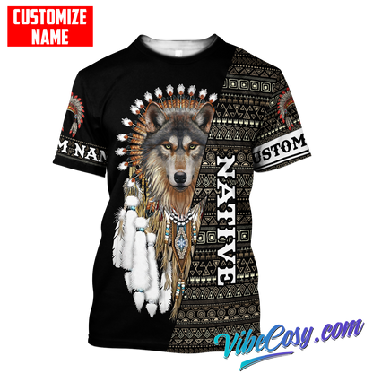 Customized Name Native American 3D All Over Printed Unisex Shirts