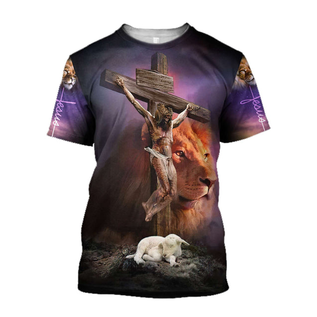 Premium Christian Jesus Lion 3D All Over Printed Unisex Shirts