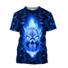 Dark Blue Flame Skull Custom Unisex T-Shirt NTN10112204