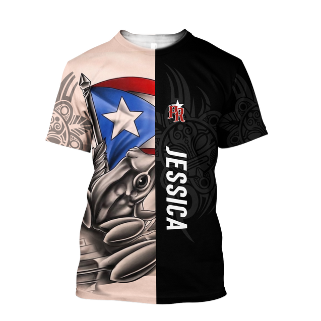 Customize Name Coquí Puerto Rico Combo T-Shirt And Board Short