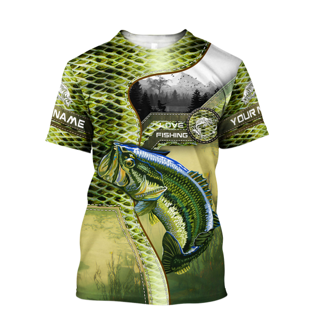 Custom name Bass Master Fishing camo 3D print shirts