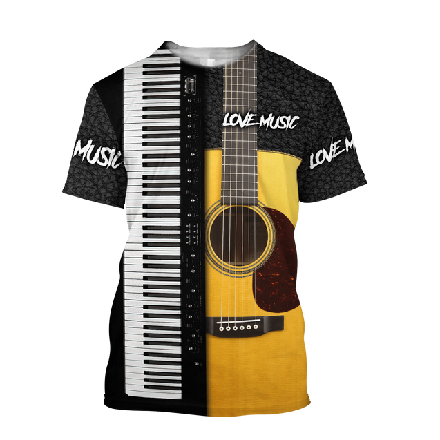 Piano Guitar Musical Instrument 3D All Over Printed Hoodie For Men And Women