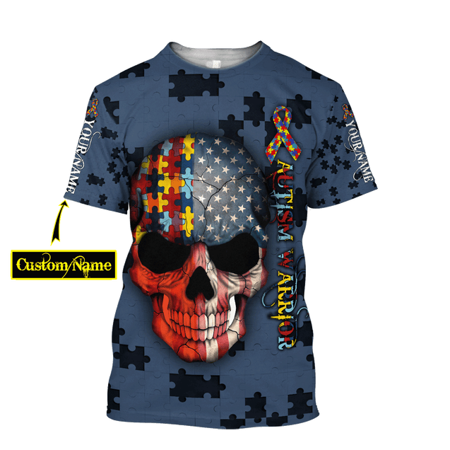 3D All Over Printed Autism Awareness Unisex Shirts Custom Name XT