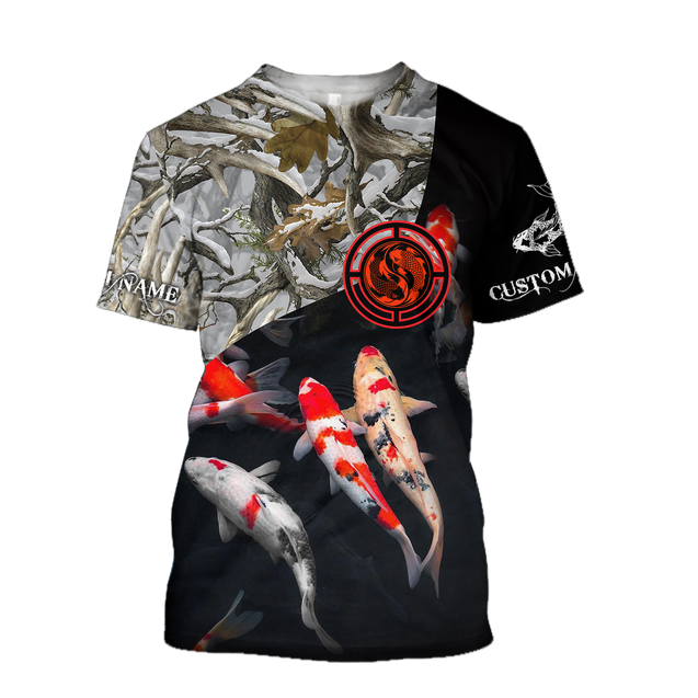 Custom name Koi fish underwater 3D Design print shirts