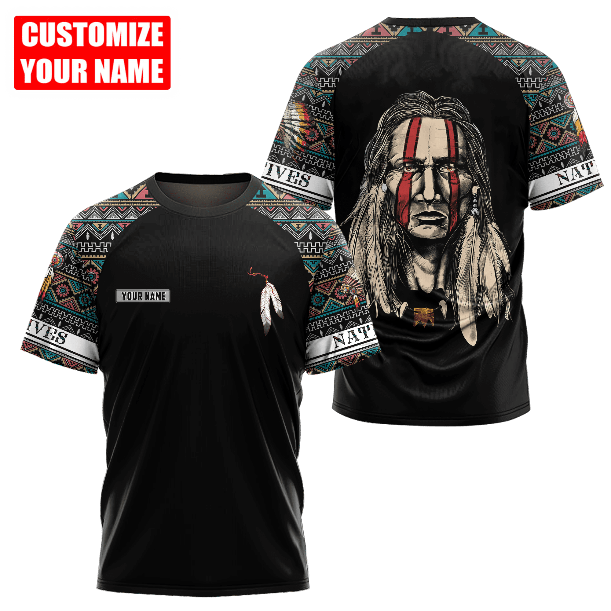 Customized name Native American 3D All Over Printed Unisex Shirts