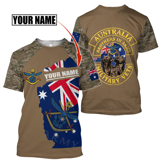 Custom name Australia Army Brothers in arms AU Veteran 3D print shirts