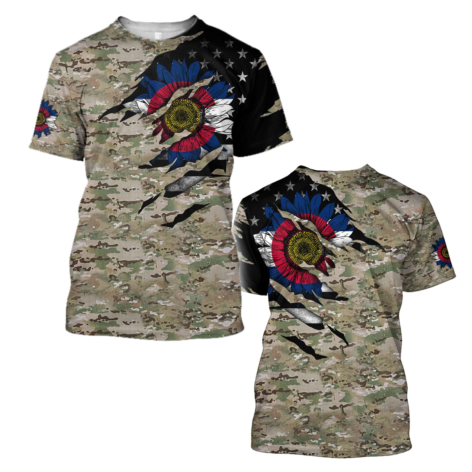 Colorado Sunflower Camo 3D All Over Printed Unisex Shirts
