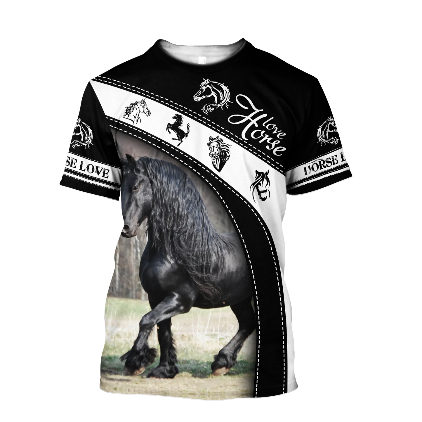 Black Horse 3D All Over Printed Shirts PD19022101