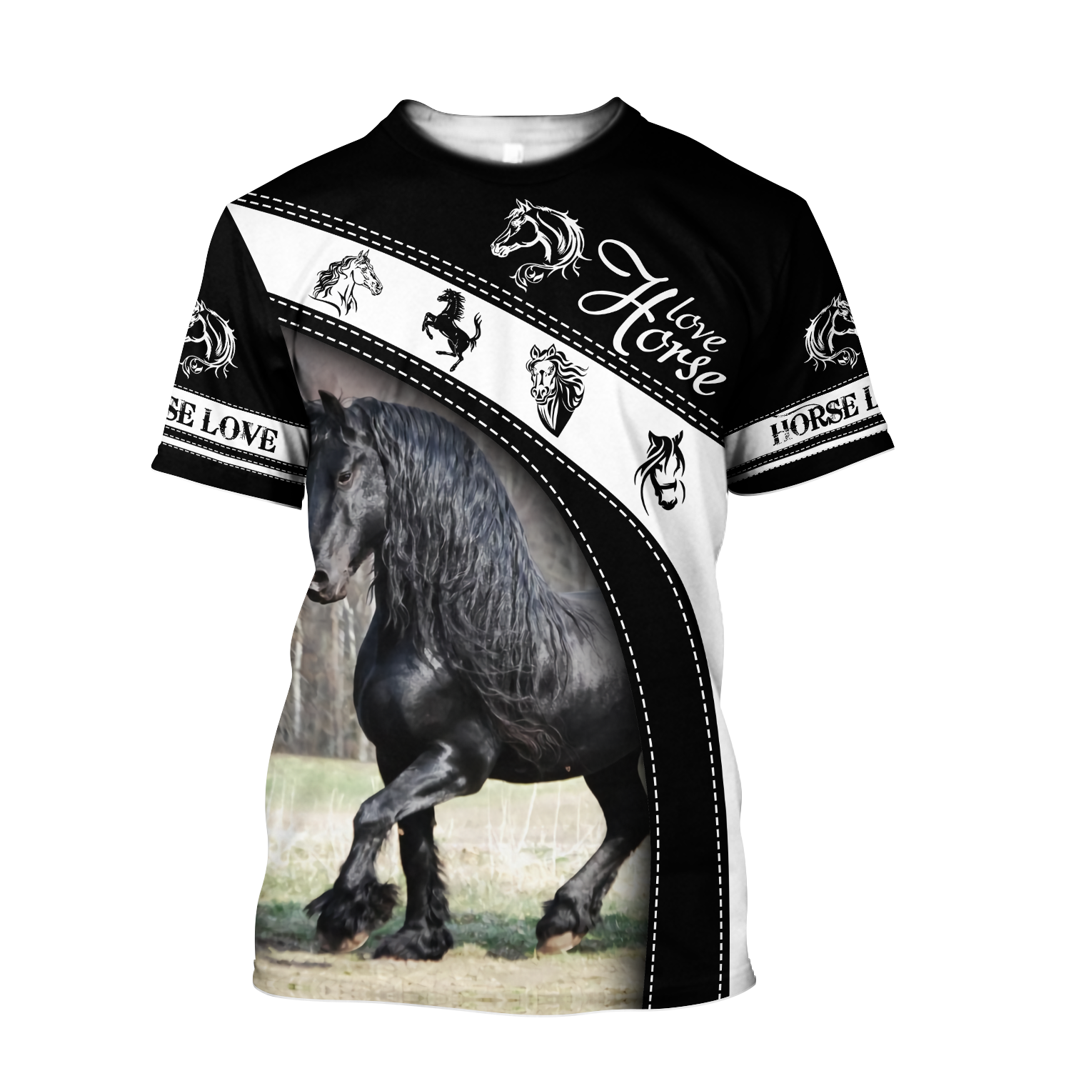 Black Horse 3D All Over Printed Shirts PD19022101