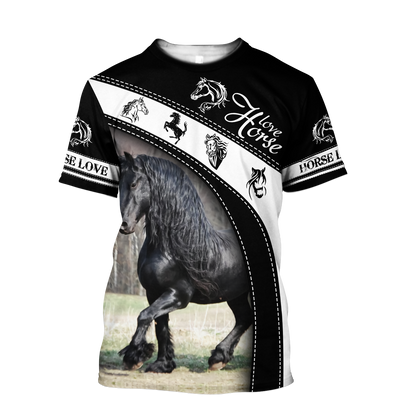 Black Horse 3D All Over Printed Shirts PD19022101
