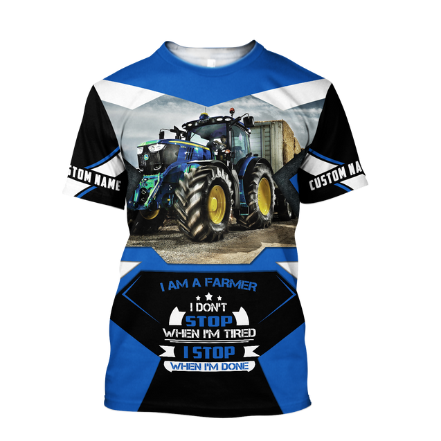 3D All Over Printed Tractor  Blue Unisex Shirts Custom Name XT PD04022101-S2