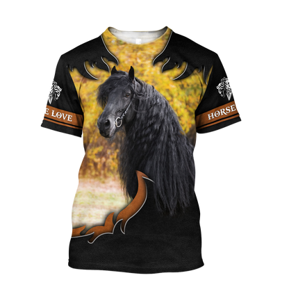 Black Horse 3D All Over Printed Shirts PD19022102