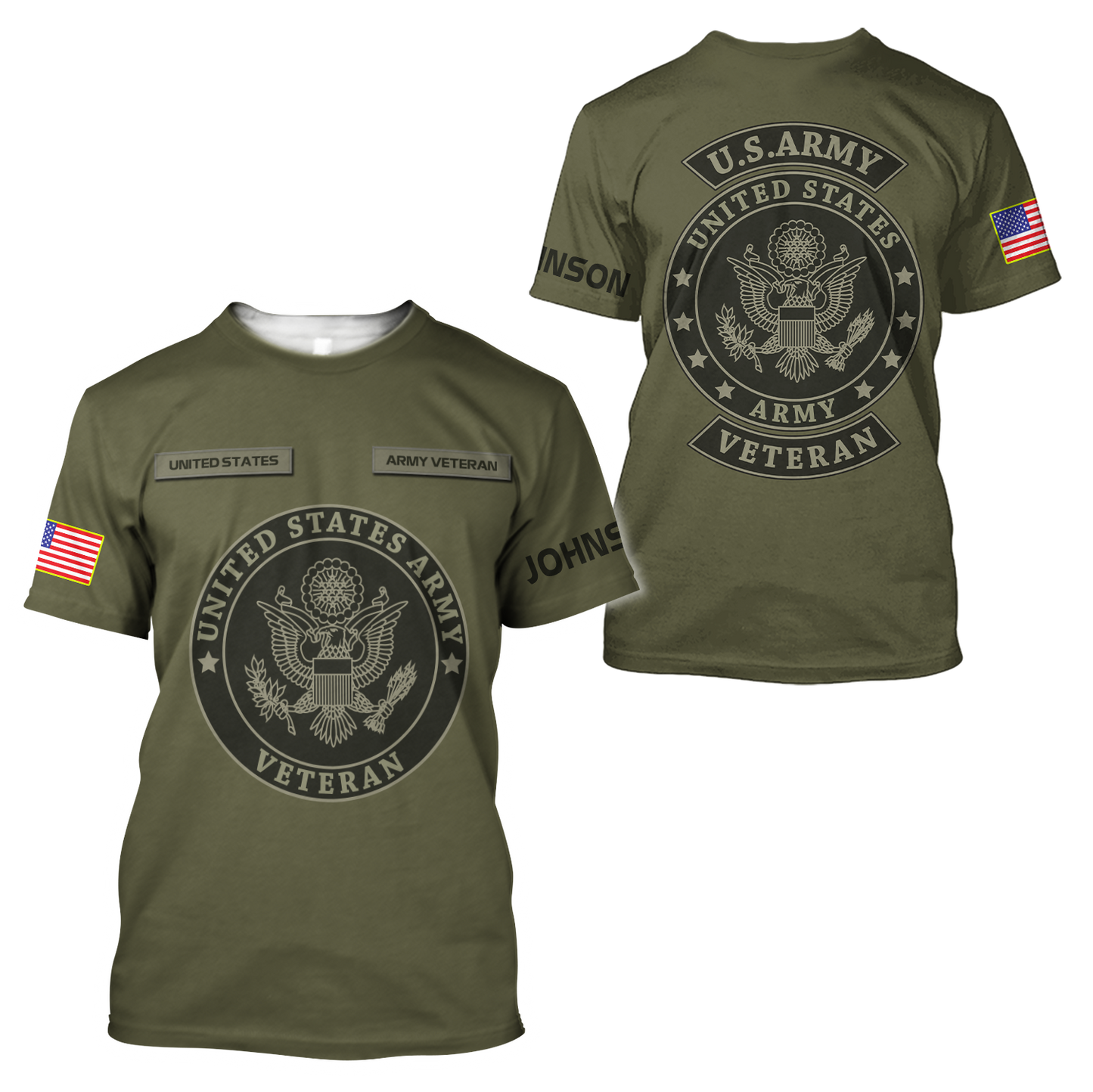 US Veteran Persionalized Name 3D All Over Printed Unisex Hoodie