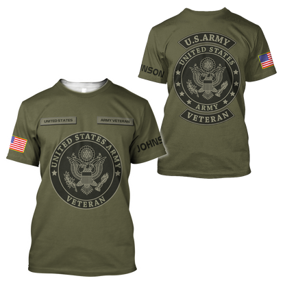 US Veteran Persionalized Name 3D All Over Printed Unisex Hoodie