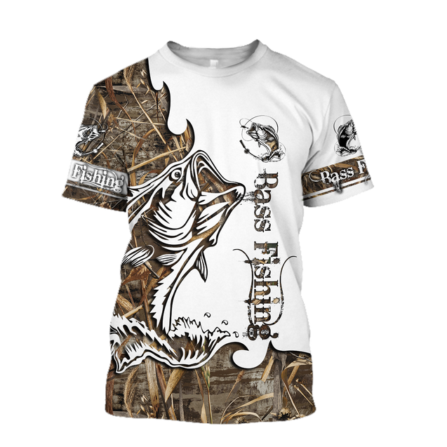 Bass Fishing Sport Muddy Water Camo tattoo 3D shirts for men and women