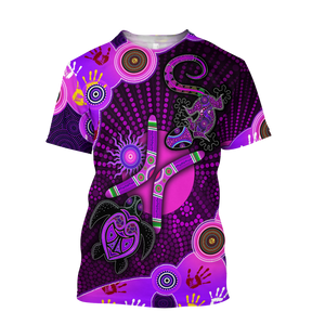 Aboriginal Naidoc Week 2021 Purple Turtle Lizard Sun 3D printed summer shirts