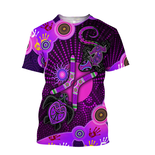 Aboriginal Naidoc Week 2021 Purple Turtle Lizard Sun 3D printed summer shirts