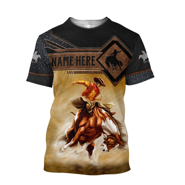 Personalized Name Rodeo 3D All Over Printed Unisex Shirts Bronc Riding Ver 2