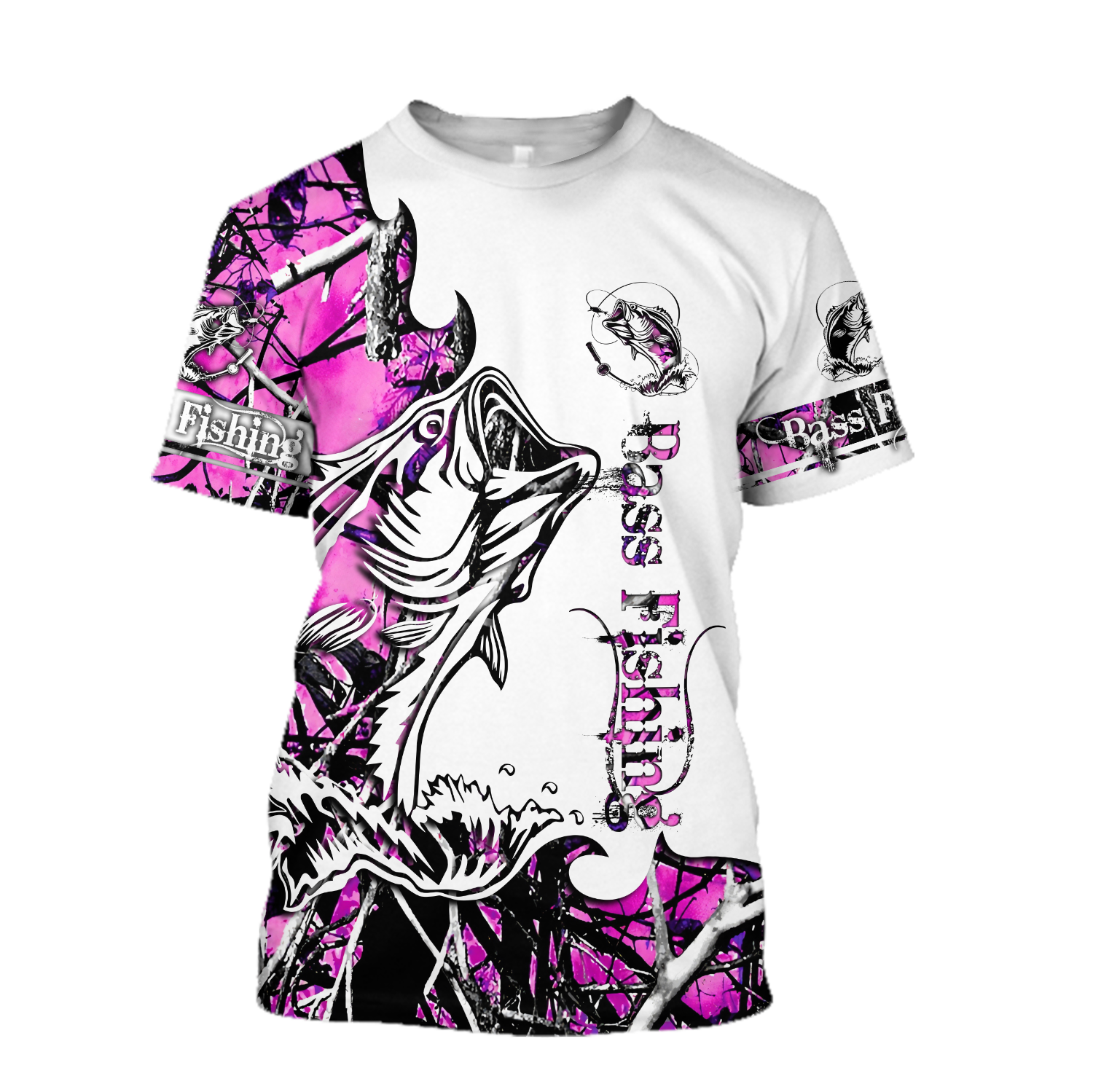 Bass Fishing Sport Country Girl Camo tattoo 3D shirts for men and women