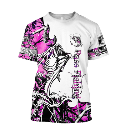 Bass Fishing Sport Country Girl Camo tattoo 3D shirts for men and women