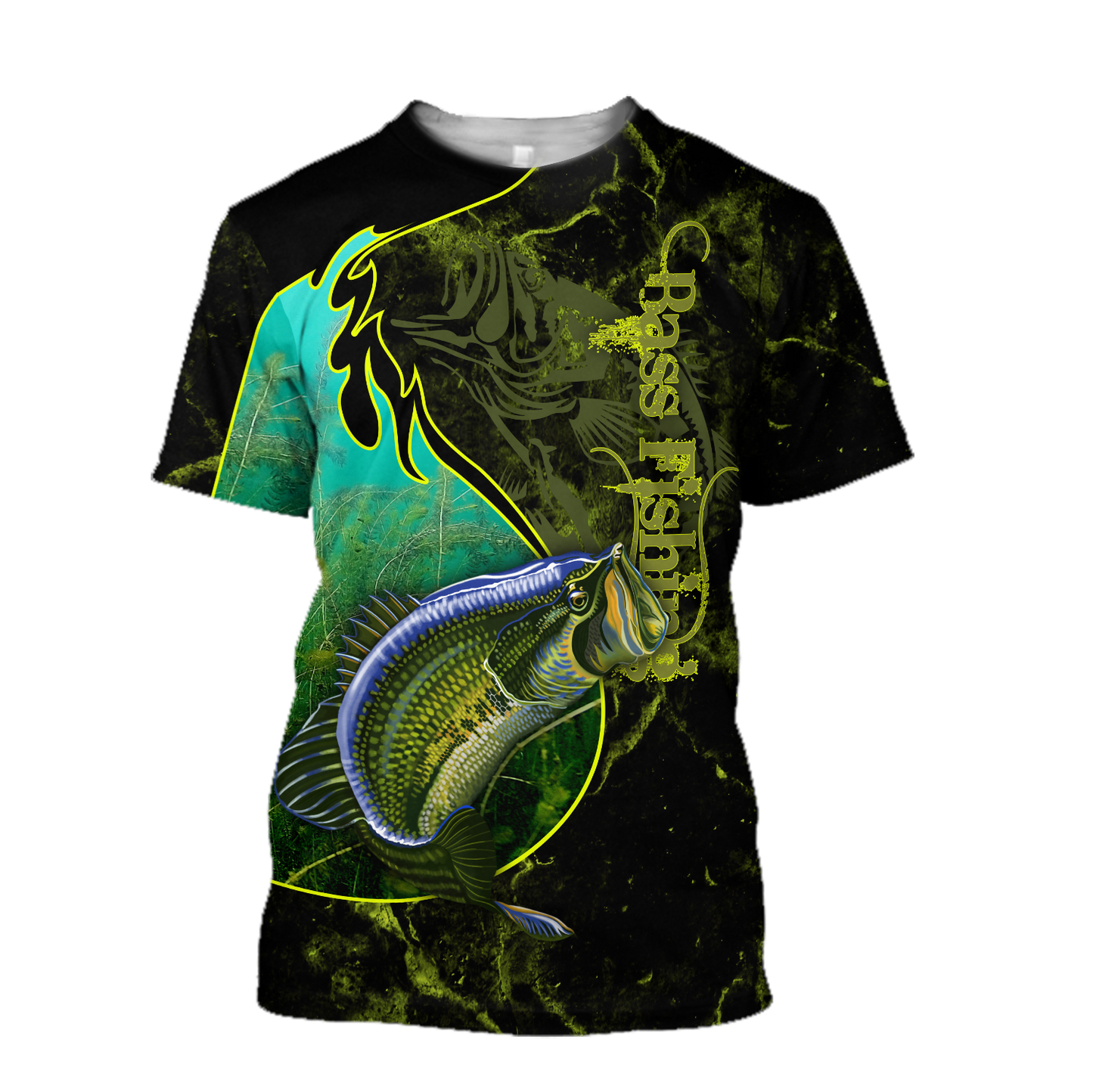 Bass fishing underwater Yinyang camo 3d print shirts
