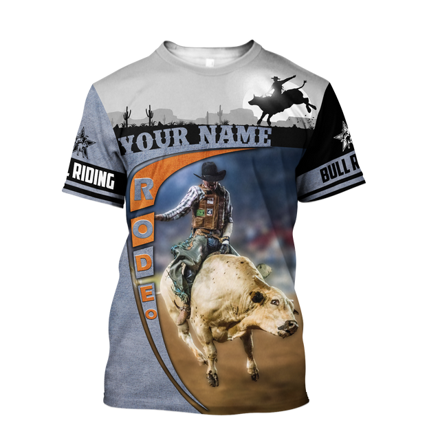 Personalized Name Bull Riding 3D All Over Printed Unisex Shirts Desert