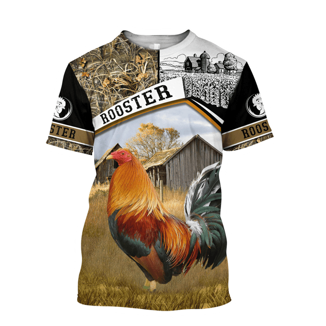 Rooster 3D All Over Printed Unisex Deluxe Hoodie ML