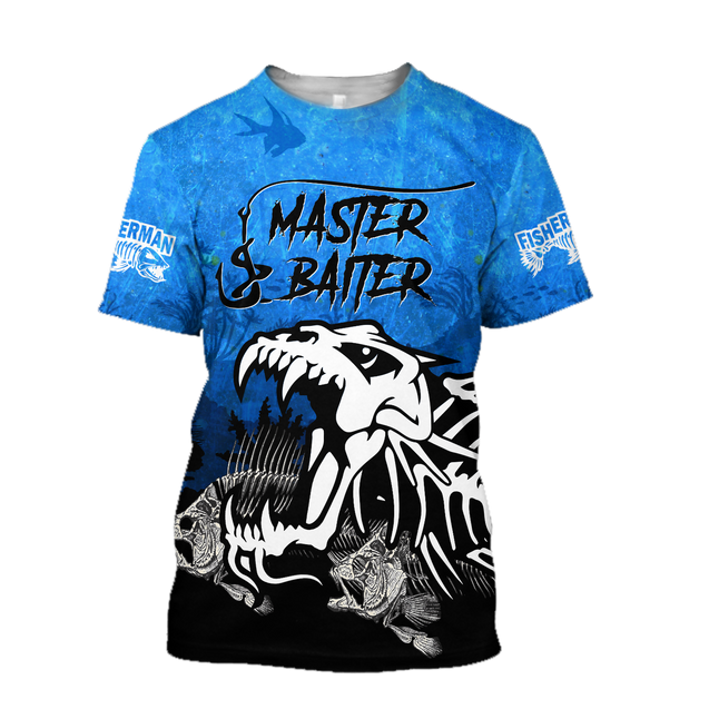 Master Baiter fishing custom name blue design 3d print shirts