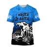 Master Baiter fishing custom name blue design 3d print shirts