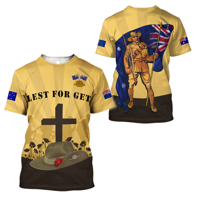 Lest We Forget Anzac Day 3D Printed Unisex Shirts