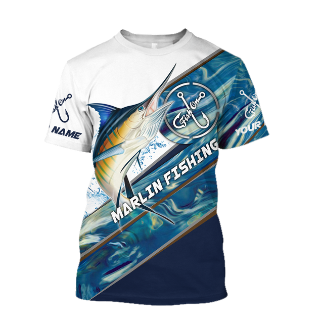 Custom name Marlin Fishing camo 3D print shirts