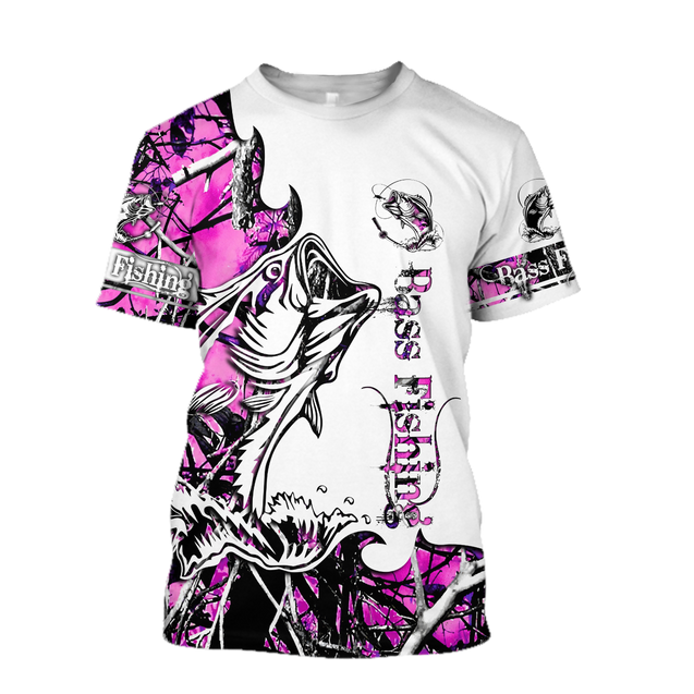 Bass Fishing Sport Country Girl Camo tattoo 3D shirts for men and women