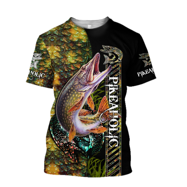 Fishaholic Northern Pike Fishing camo unisex 3d all over printed shirts