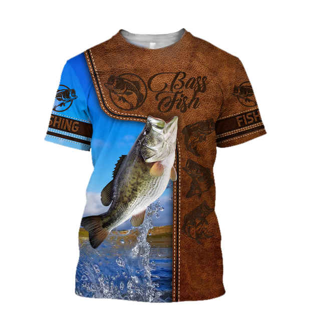 Bass Fishing water camo Cosplay leather 3D print shirts