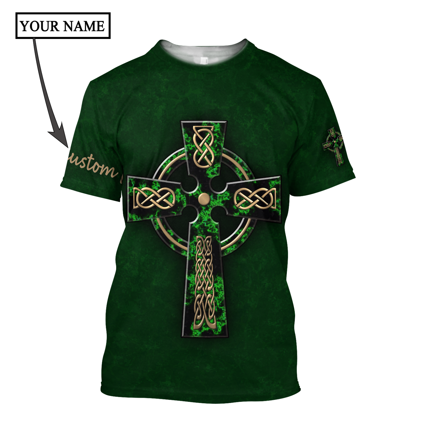 Irish St.Patrick cross 3d hoodie shirt for men and women custom name