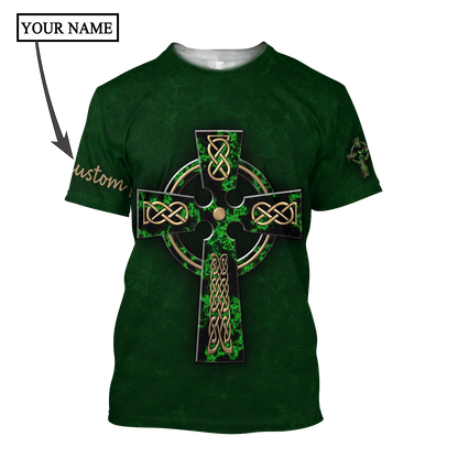 Irish St.Patrick cross 3d hoodie shirt for men and women custom name