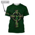 Irish St.Patrick cross 3d hoodie shirt for men and women custom name