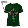 Irish St.Patrick cross 3d hoodie shirt for men and women custom name