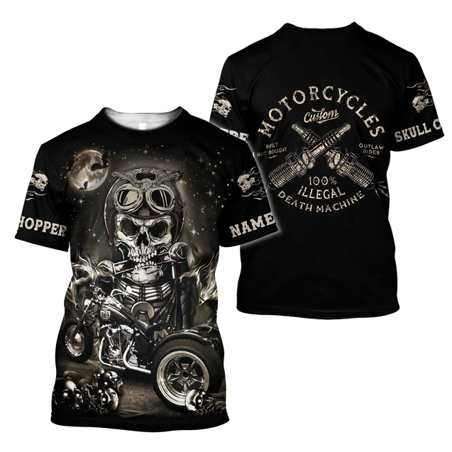 Customize Name Motorcycle Racing 3D All Over Printed Unisex Shirts Skull Chopper