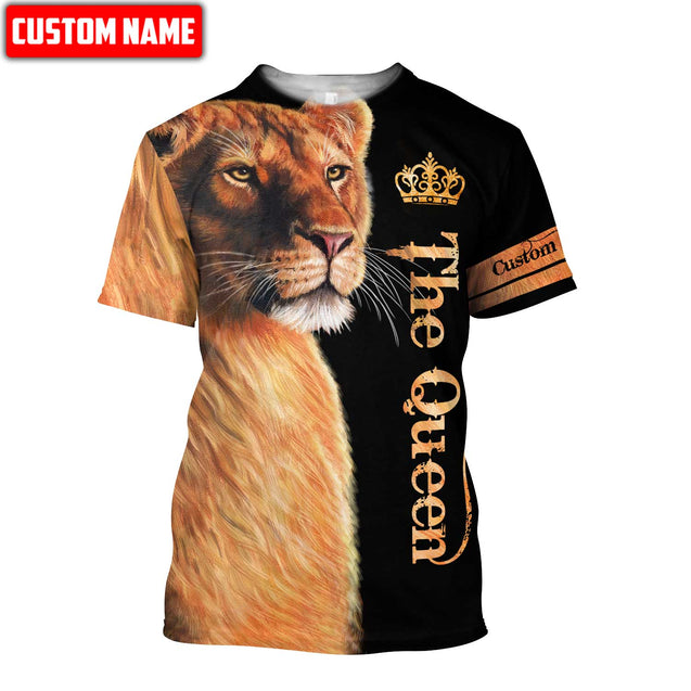 Gift For Mom Custom Name Queen Lion 3D All Over Printed Unisex Shirts