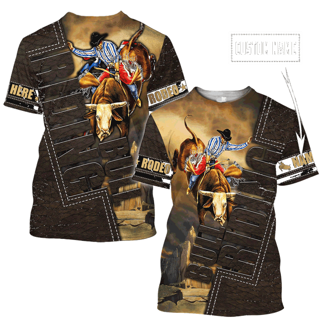 Customize Name Bull Riding 3D All Over Printed Unisex Shirts Bull Rider