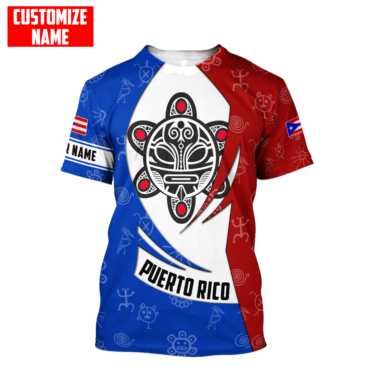 Customize Name Taino Tattoo Puerto Rico Combo T-Shirt And Board Short