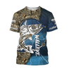 Custom name Walleye fishing gear blue 3D Design print shirts