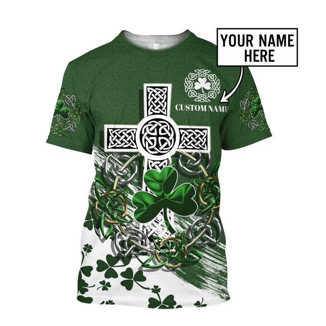 Premium Unisex Hoodie Custom Name Irish St.Patrick Day The Cross And Shamrock ML