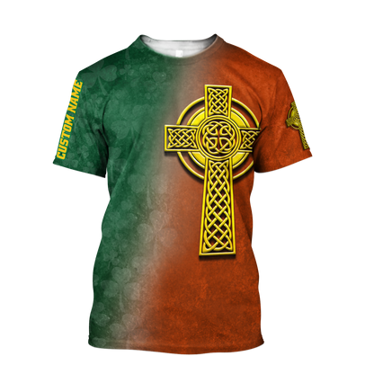 Irish St.Patrick cross 3d hoodie shirt for men and women custom name