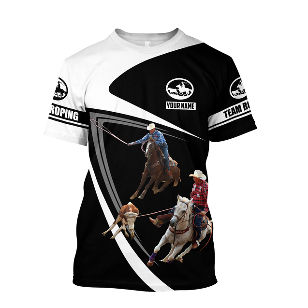 Personalized Name Bull Riding 3D All Over Printed Unisex Shirts Team Roping